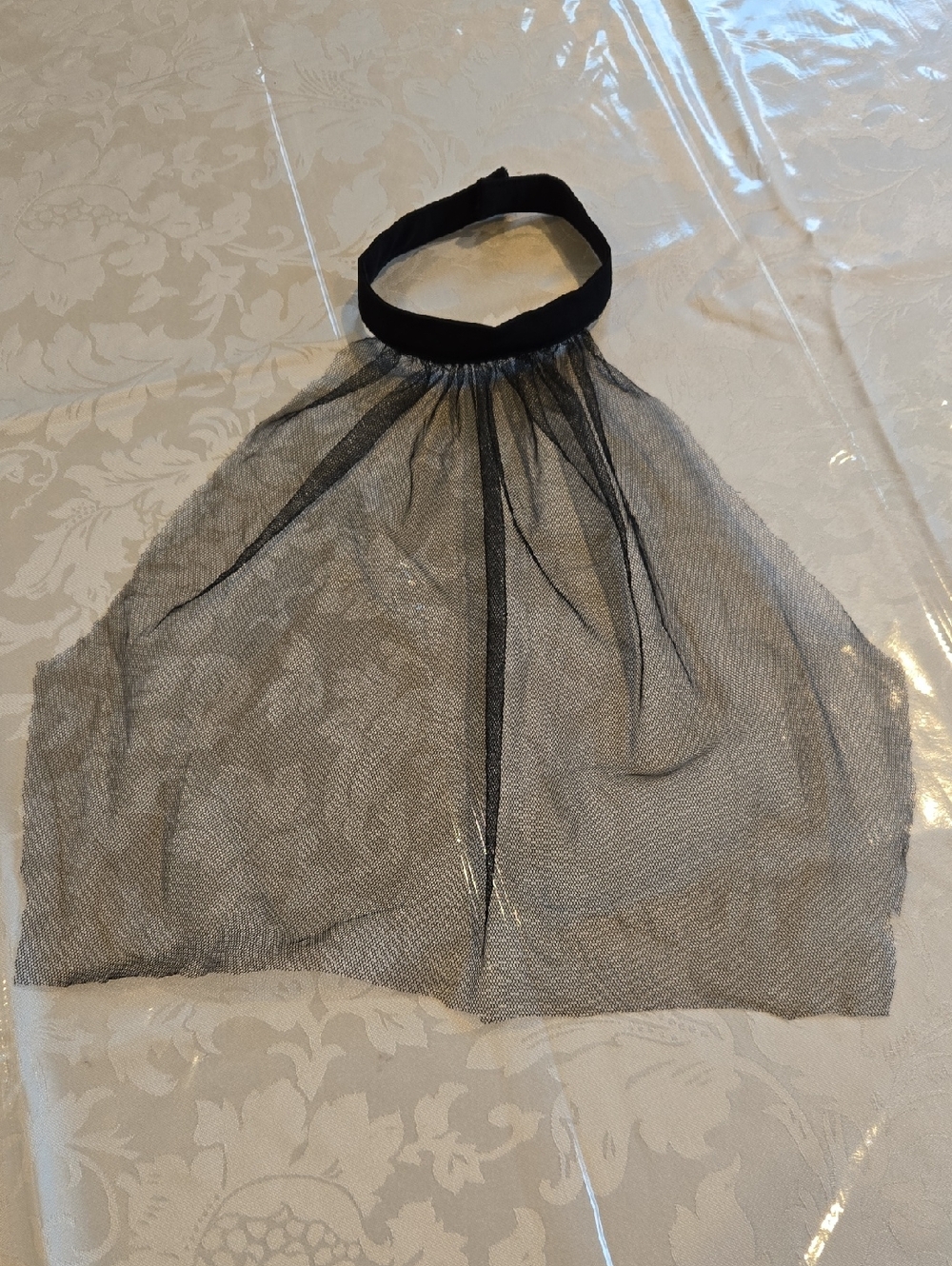 Black Sheer Mesh Necklace Or Hair Veil Accessory Choker